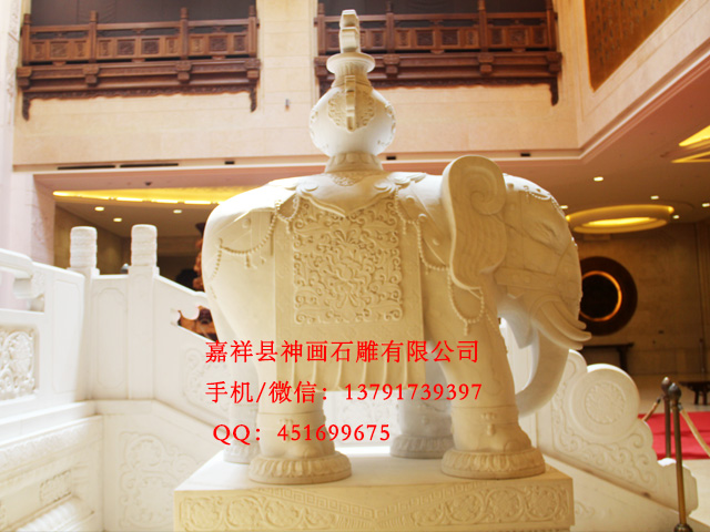 石雕大象雕刻設計是按照吉祥寓意設計的
