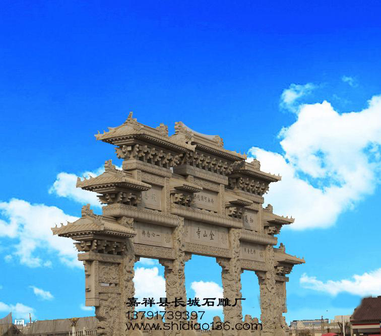 石牌樓-金山寺牌樓浮雕圖案的吉祥寓意。