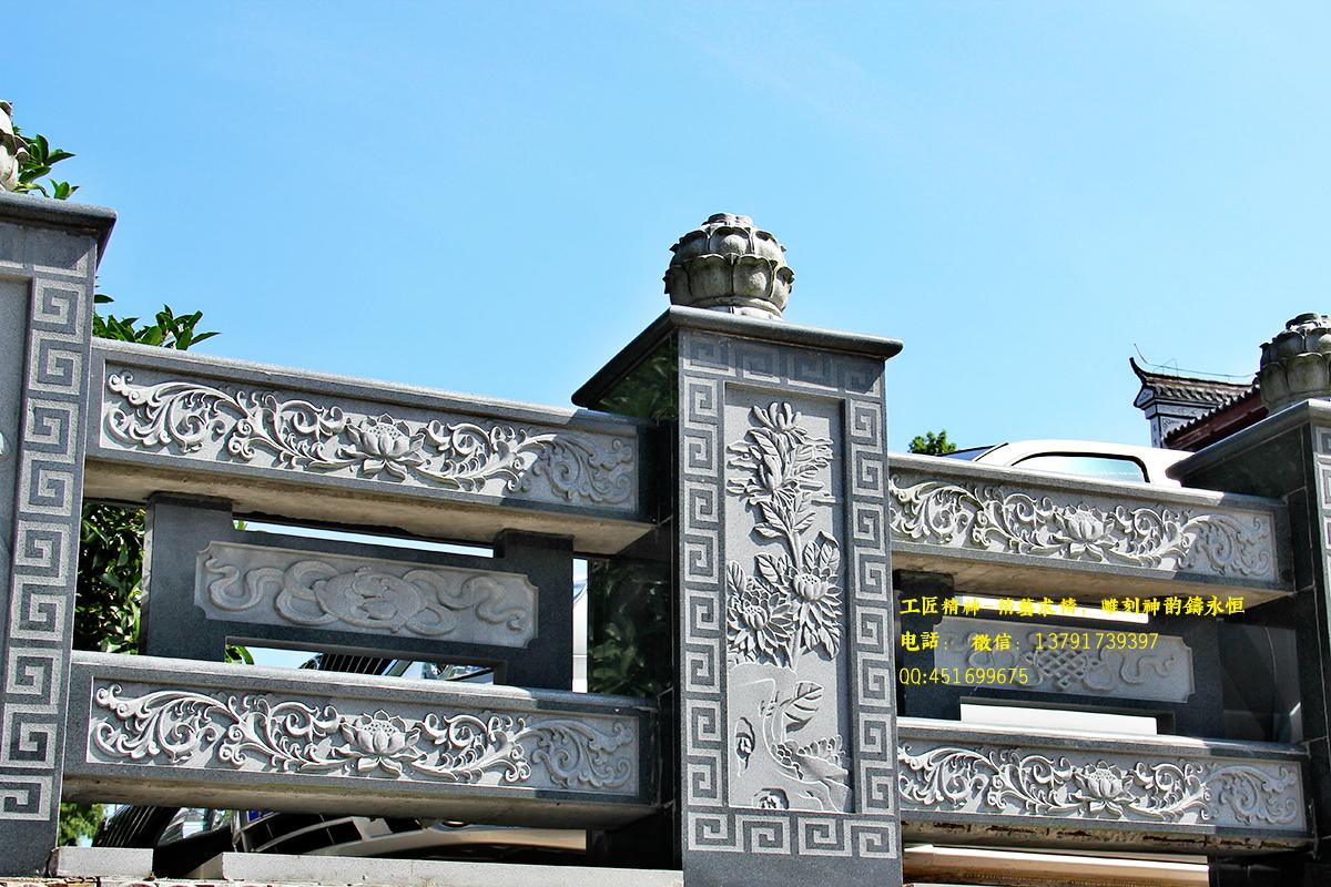 河邊石欄桿，古建筑石雕欄桿